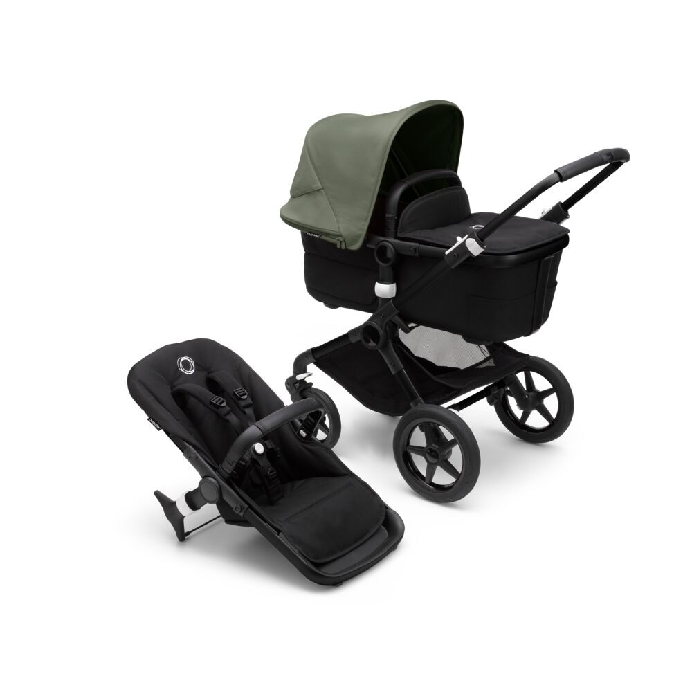 Bugaboo, Fox3 - wózek głęboko-spacerowy-Black-Forest Green-Midnight Black