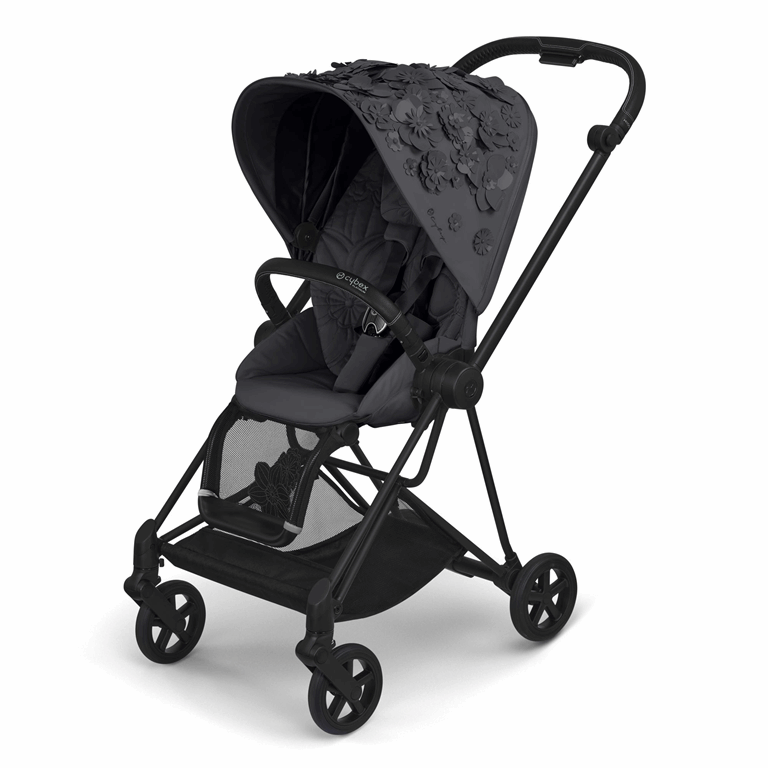 Cybex, Mios 2.0 - wózek spacerowy klasy Premium-Simply Flowers Dream Grey-Chrome z brązową rączką