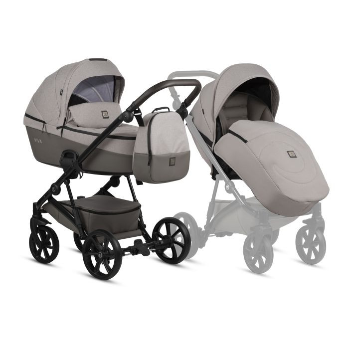 Tutis Viva 5+ -wielofunkcyjny wózek głęboko-spacerowy 2 w 1-Essential 068 Warm Grey