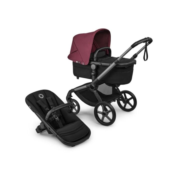 Bugaboo Fox 5 Renew - wózek głęboko-spacerowy-Graphite-Heritage Black-Dark Cherry