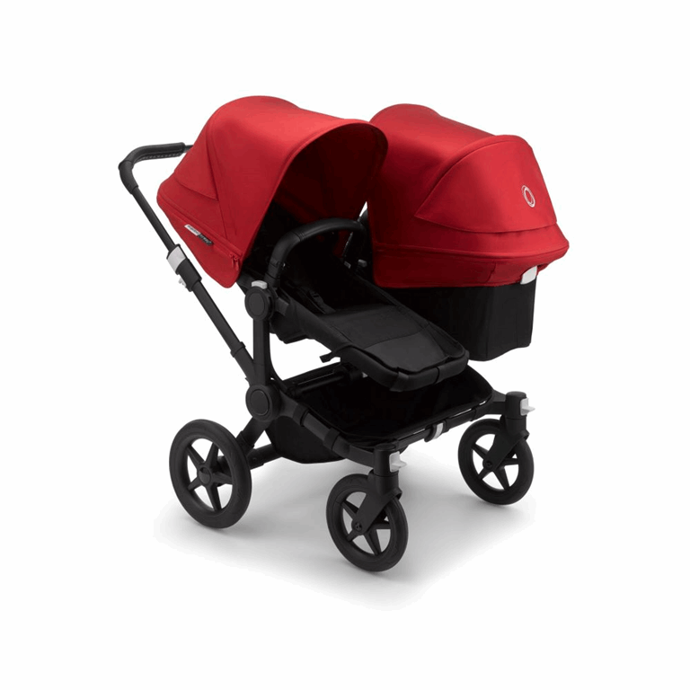 Bugaboo, Donkey3 Duo - wózek głęboko-spacerowy dla dwójki dzieci w różnym wieku -Black-Black-Red