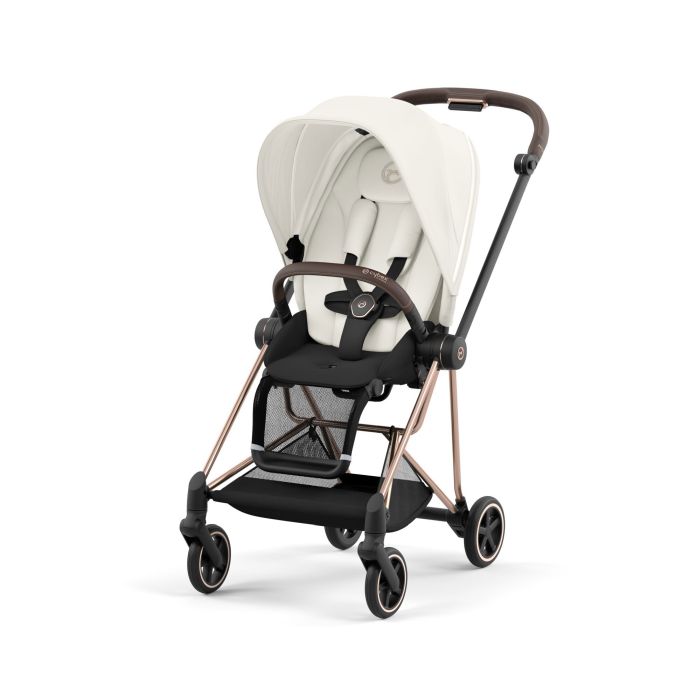Cybex Mios 3.0 - wózek spacerowy-Off White-Chrome z brązową rączką