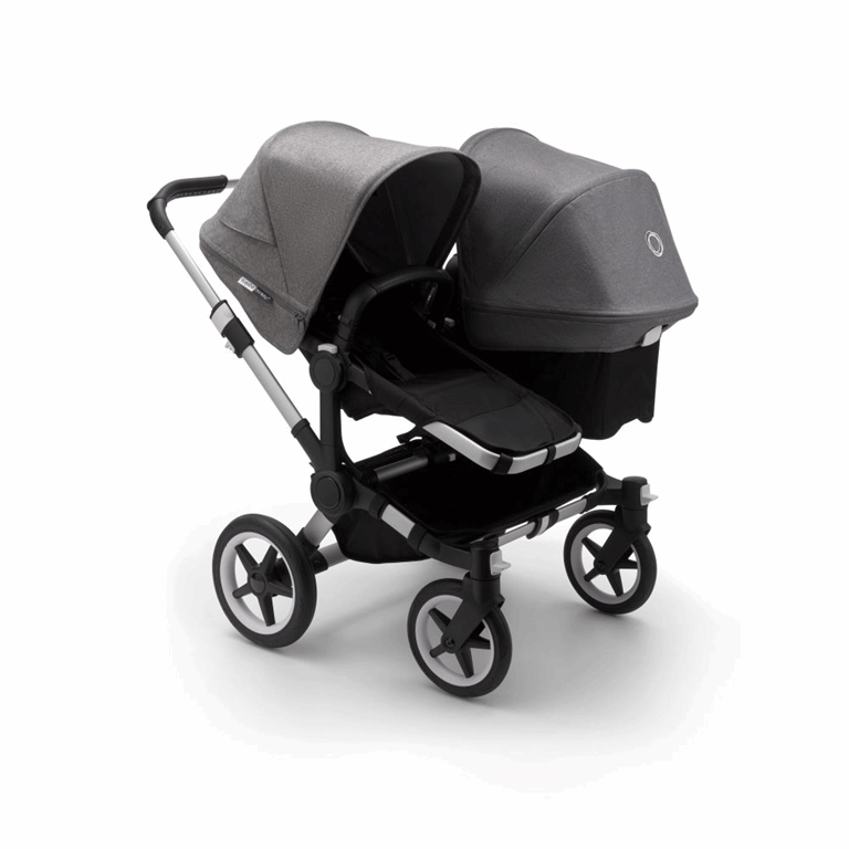 Bugaboo, Donkey3 Duo - wózek głęboko-spacerowy dla dwójki dzieci w różnym wieku -Alu -Black-Grey Melange
