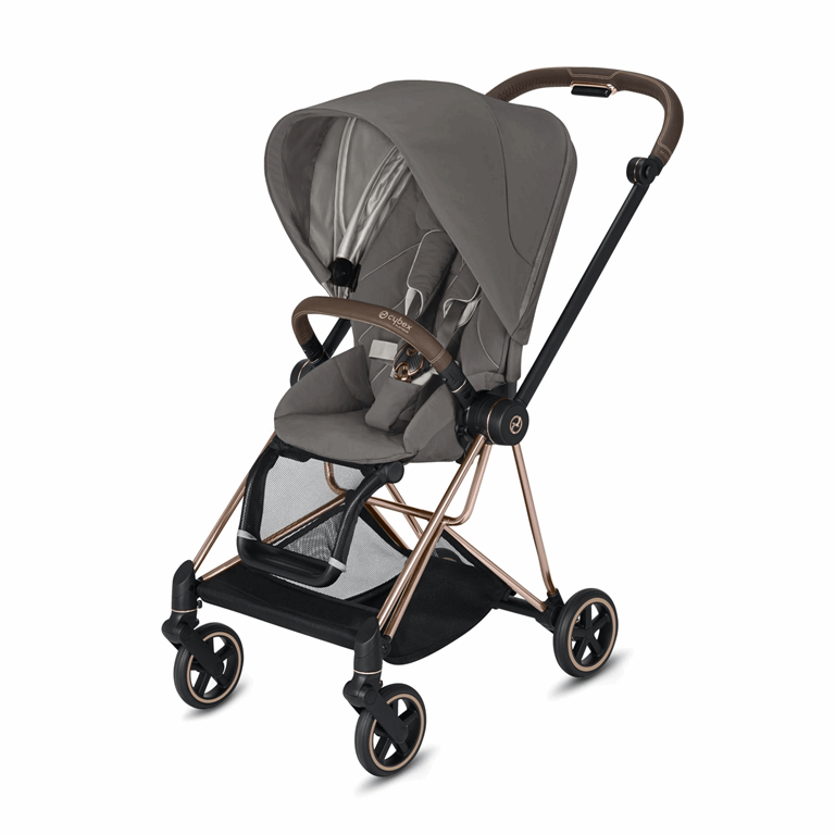 Cybex, Mios 2.0 - wózek spacerowy klasy Premium-Soho Grey-Chrome z brązową rączką