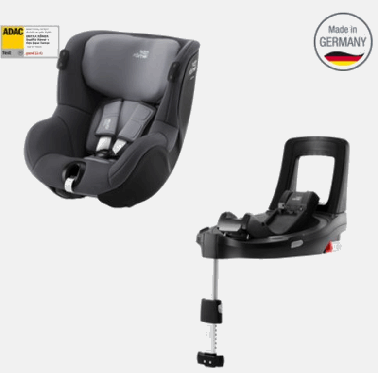 Britax Romer, Dualfix iSense - fotelik samochodowy z bazą Flex Base iSense dla dzieci od 61 do 105 cm wzrostu, do 18 kg-Midnight Grey