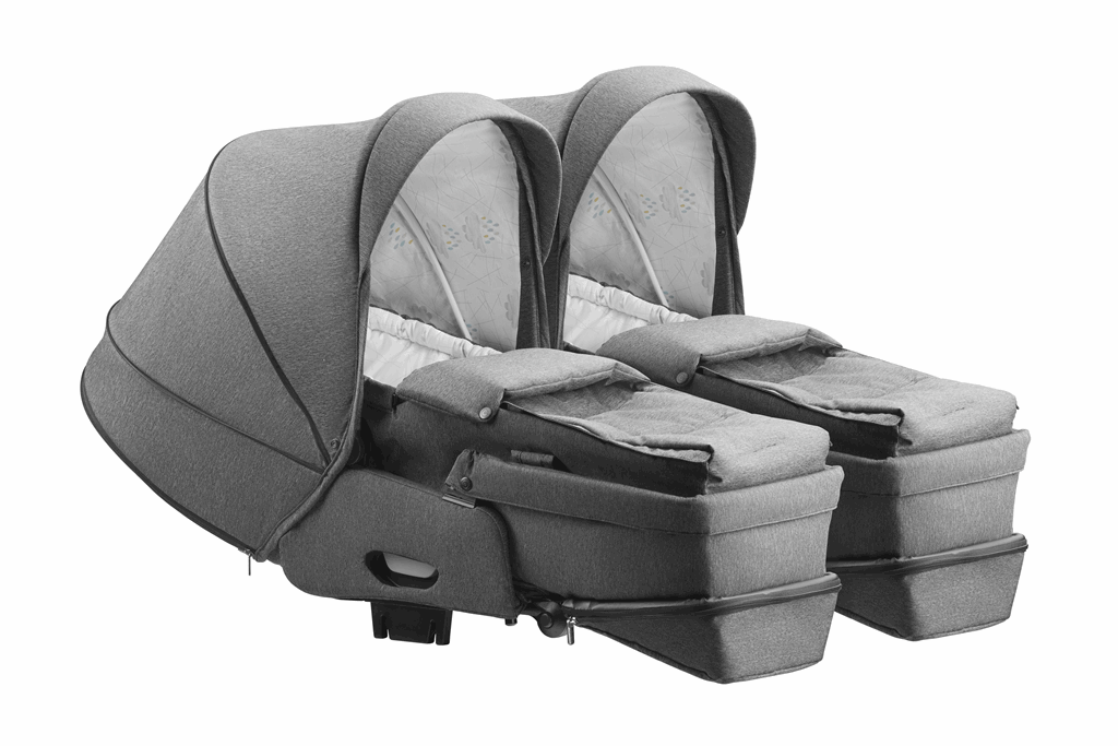 Jedo, Duo Soft 2w1 - wózek głęboko-spacerowy z 2 nosidłami dla bliźniąt-D43