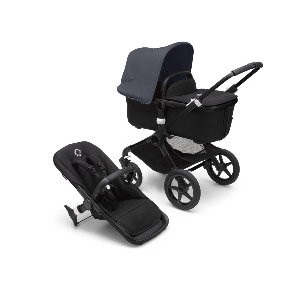 Bugaboo, Fox3 - wózek głęboko-spacerowy-Black-Stormy Blue-Midnight Black