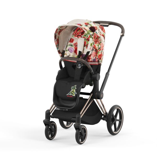 Cybex ePriam Fashion Collection - wózek spacerowy z napędem elektrycznym-Spring Blossom Light-Matt Black