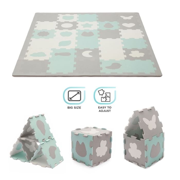 Kinderkraft - Mata piankowa puzzle 3D LUNO SHAPES-Mint