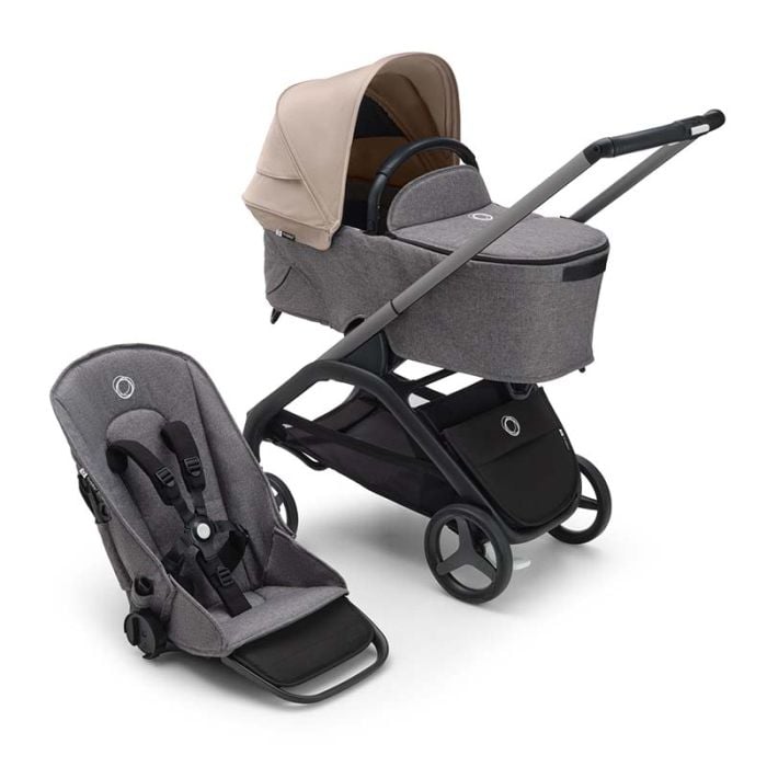 Bugaboo Dragonfly - wózek głęboko-spacerowy 2w1-Graphite-Desert Taupe-Grey Melange