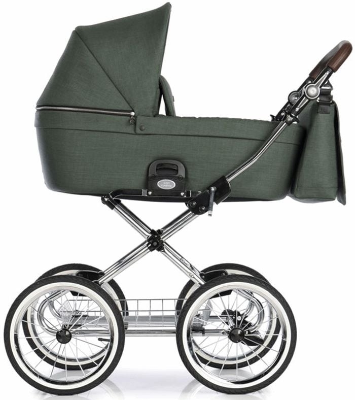 Roan Coss Classic - wózek uniwersalny głęboko-spacerowy z torbą 2 w 1 na chromowanym stelażu-Night Green