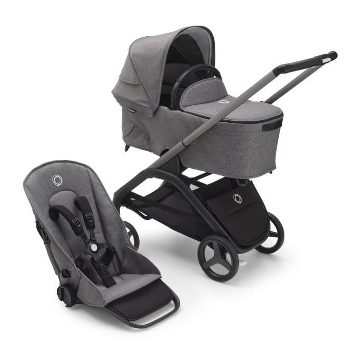 Bugaboo Dragonfly - wózek głęboko-spacerowy 2w1-Graphite-Grey Melange-Grey Melange