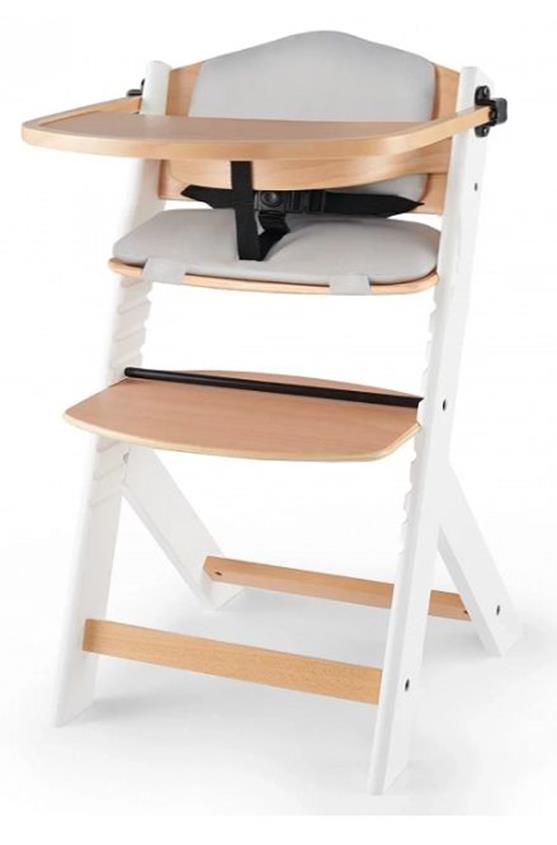 Kinderkraft Enock - krzesełko do karmienia-Wooden White z poduszką