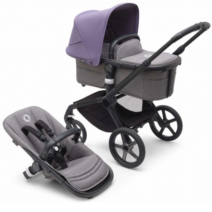 Bugaboo Fox 5 - wózek głęboko-spacerowy-Black-Astro Purple-Grey Melange
