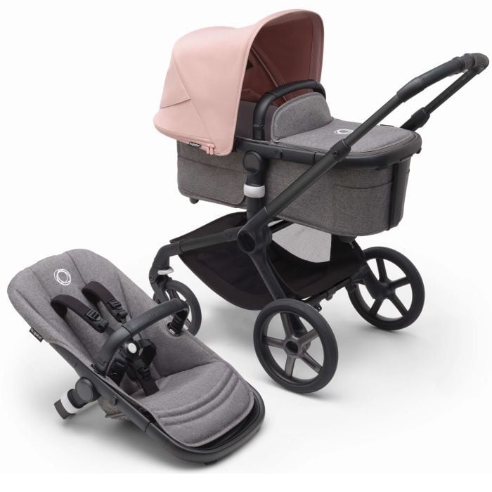 Bugaboo Fox 5 - wózek głęboko-spacerowy-Black-Morning Pink-Grey Melange
