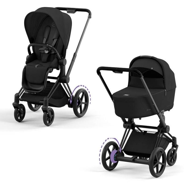Cybex e-Priam - wózek uniwersalny głęboko-spacerowy z napędem elektrycznym-Sepia Black-Matt Black