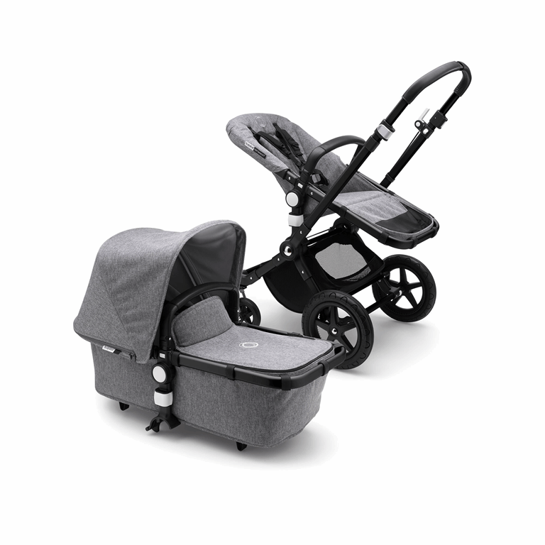 Bugaboo, Cameleon 3 Plus - wózek głęboko-spacerowy -Black/Grey Melange-Grey Melange
