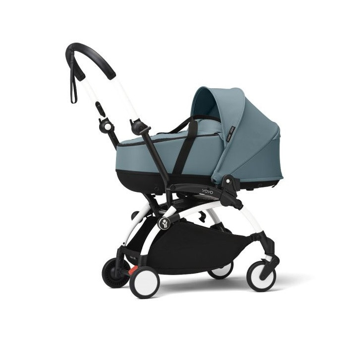 Stokke Yoyo 3 - wózek spacerowy z gondolą-Aqua/ Biała rama