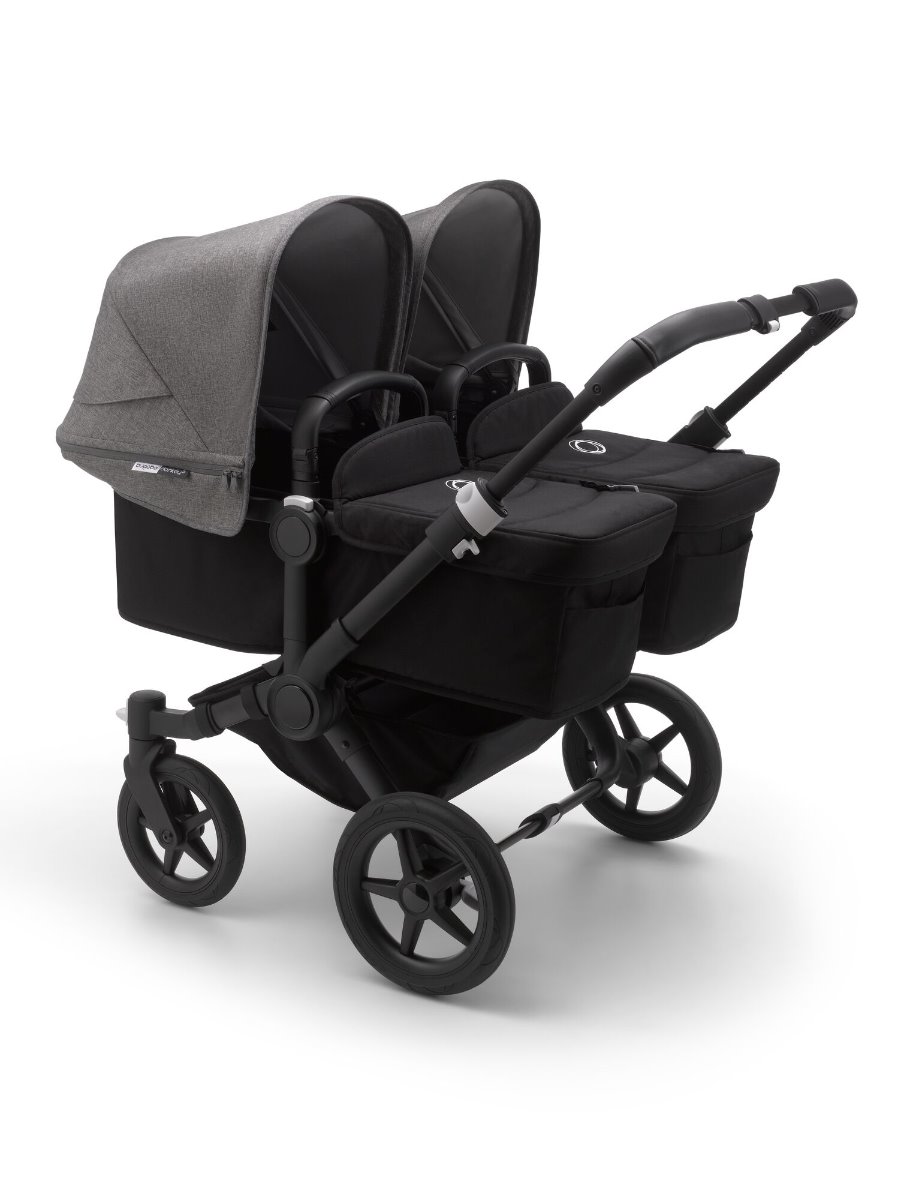 Bugaboo, Donkey3 Twin - wózek głęboko-spacerowy dla bliźniąt-Black-Black-Grey Melange