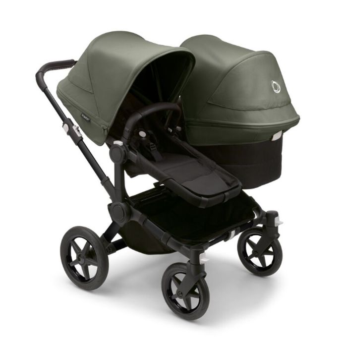 Bugaboo Donkey 5 Duo - wózek głęboko-spacerowy dla dwójki dzieci w różnym wieku -Black-Forest Green-Midnight Black