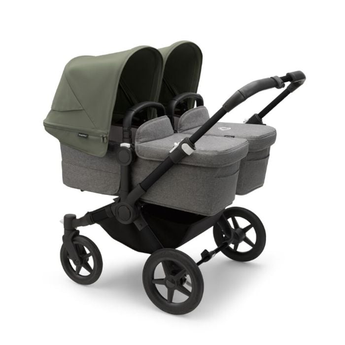 Bugaboo Donkey 5 Twin - wózek głęboko-spacerowy dla bliźniąt-Black-Forest Green -Grey Melange