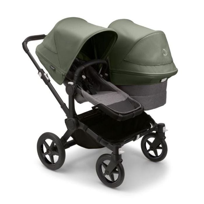Bugaboo Donkey 5 Duo - wózek głęboko-spacerowy dla dwójki dzieci w różnym wieku -Black-Forest Green -Grey Melange