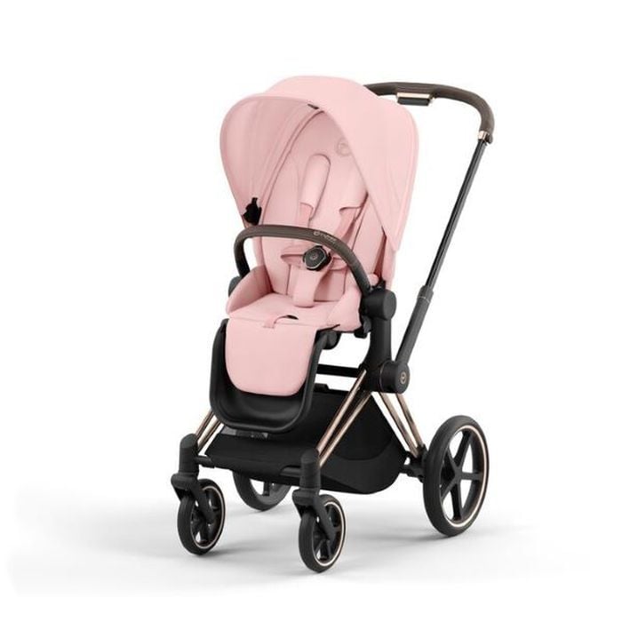 Cybex Priam 4.0 - wózek spacerowy-Peach Pink-Chrome z brązową rączką