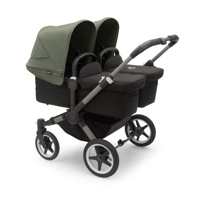 Bugaboo Donkey 5 Twin - wózek głęboko-spacerowy dla bliźniąt-Graphite-Forest Green-Midnight Black