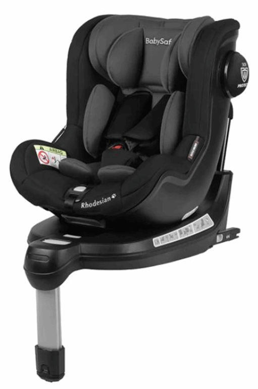 BabySafe Rhodesian - obrotowy fotelik samochodowy 0-18 kg-Szaro-Czarny