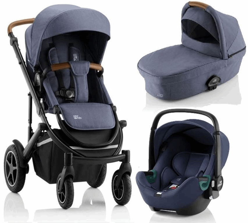 Britax Romer, Smile 3 Komfort iSense - wózek głęboko - spacerowy z fotelikiem Baby-Safe iSense 3w1-Indigo Blue