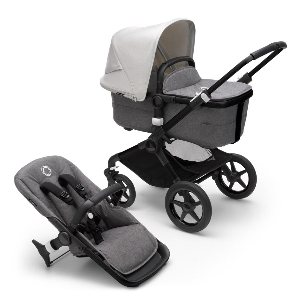 Bugaboo, Fox3 - wózek głęboko-spacerowy-Black-Misty White-Grey Melange