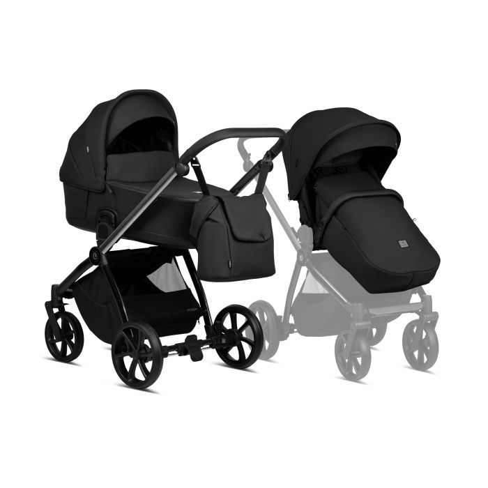 Tutis Mio 3+ - wielofunkcyjny wózek głęboko-spacerowy 2 w 1-Black Collection 060 Obsidian