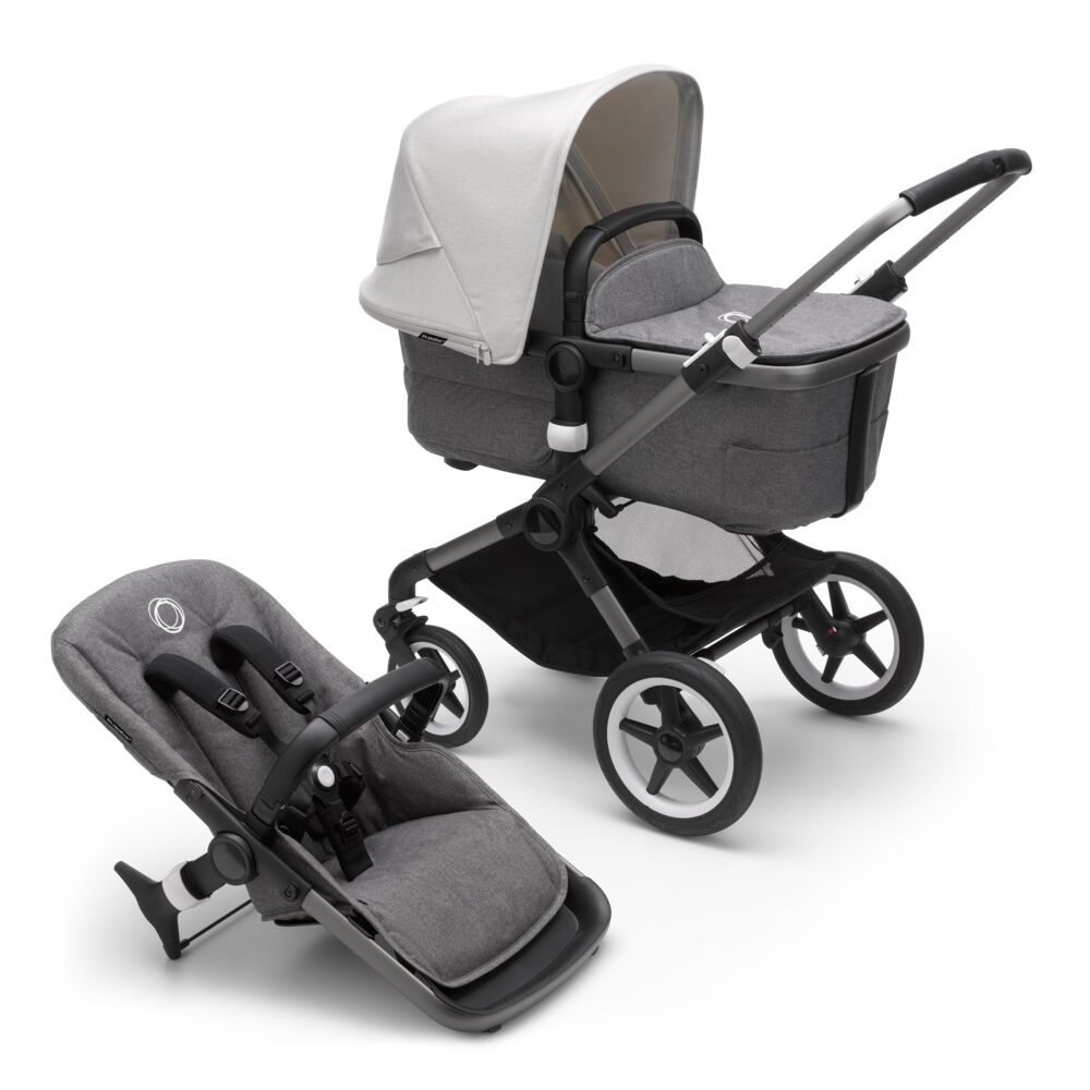 Bugaboo, Fox3 - wózek głęboko-spacerowy-Graphite-Misty White-Grey Melange