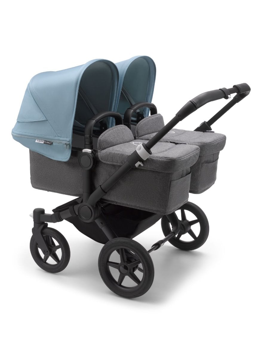 Bugaboo, Donkey3 Twin - wózek głęboko-spacerowy dla bliźniąt-Black-Grey Melange-Vapor Blue