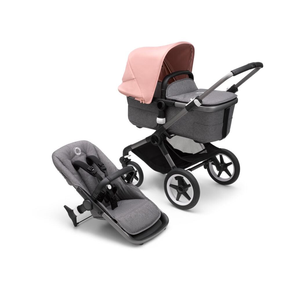 Bugaboo, Fox3 - wózek głęboko-spacerowy-Graphite-Morning Pink-Grey Melange