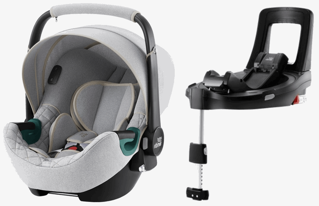 Britax Romer Baby-Safe iSense - fotelik samochodowy z bazą Flex Base iSense od urodzenia do 15 miesiąca życia, od 40 do 83 cm wzrostu-Nordic Grey
