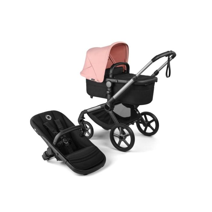 Bugaboo Fox 5 Renew - wózek głęboko-spacerowy-Graphite-Heritage Black-Morning Pink