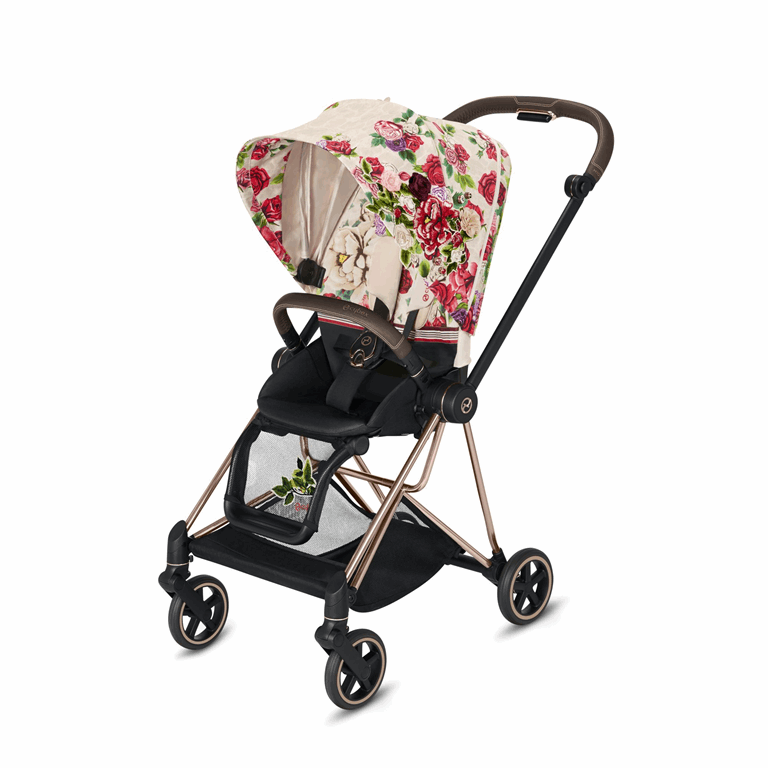 Cybex, Mios 2.0 - wózek spacerowy klasy Premium-Spring Blossom Light-Chrome z brązową rączką