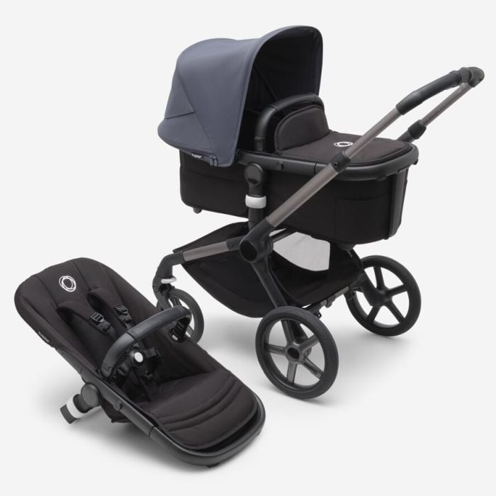 Bugaboo Fox 5 - wózek głęboko-spacerowy-Graphite-Stormy Blue-Midnight Black
