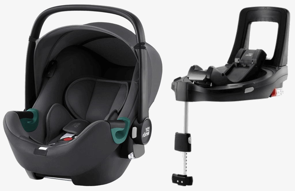 Britax Romer Baby-Safe iSense - fotelik samochodowy z bazą Flex Base iSense od urodzenia do 15 miesiąca życia, od 40 do 83 cm wzrostu-Midnight Grey