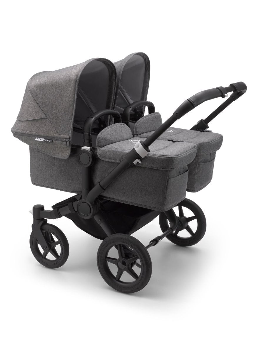 Bugaboo, Donkey3 Twin - wózek głęboko-spacerowy dla bliźniąt-Black-Grey Melange-Grey Melange