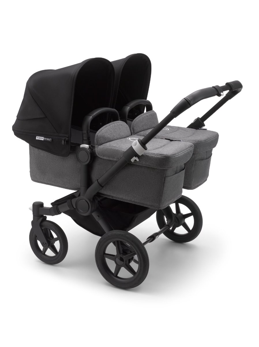 Bugaboo, Donkey3 Twin - wózek głęboko-spacerowy dla bliźniąt-Black-Grey Melange-Black