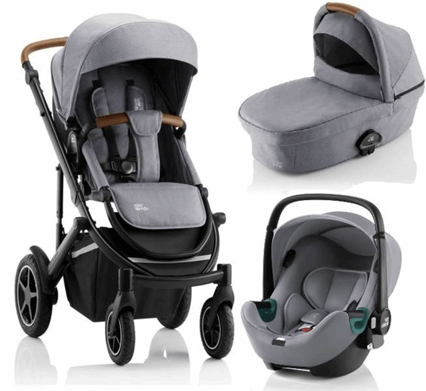 Britax Romer, Smile 3 Komfort iSense - wózek głęboko - spacerowy z fotelikiem Baby-Safe iSense 3w1-Frost Grey