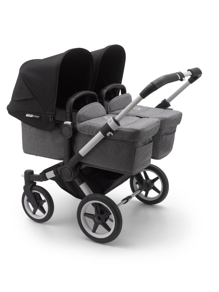 Bugaboo, Donkey3 Twin - wózek głęboko-spacerowy dla bliźniąt-Alu -Grey Melange-Black