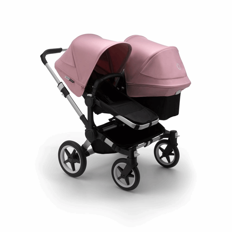 Bugaboo, Donkey3 Duo - wózek głęboko-spacerowy dla dwójki dzieci w różnym wieku -Alu -Black-Soft Pink