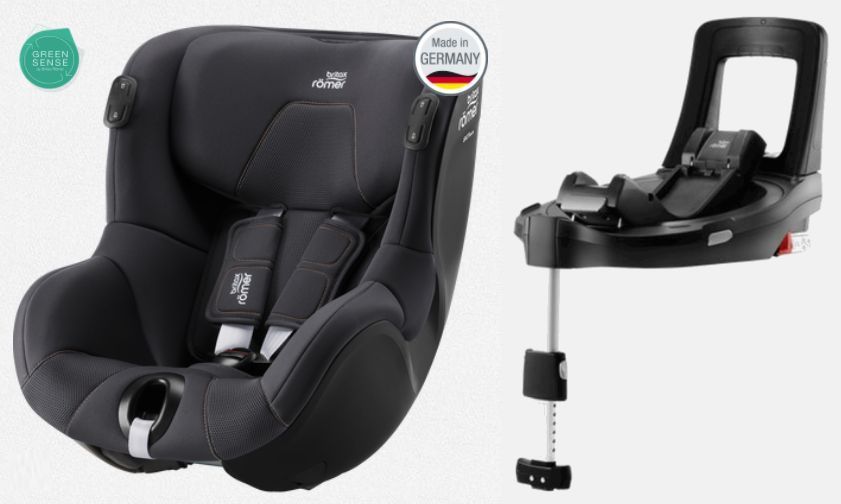 Britax Romer, Dualfix iSense - fotelik samochodowy z bazą Flex Base iSense dla dzieci od 61 do 105 cm wzrostu, do 18 kg-Fossil Grey