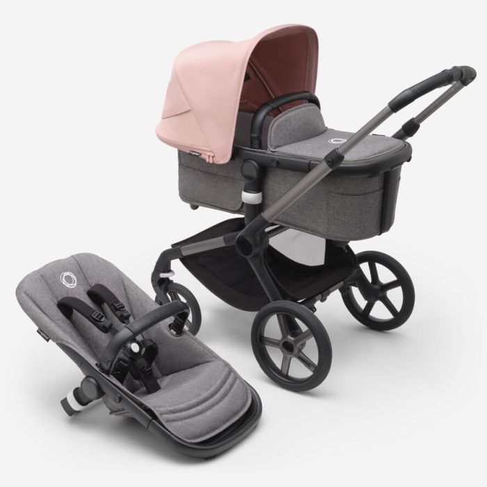 Bugaboo Fox 5 - wózek głęboko-spacerowy-Graphite-Morning Pink-Grey Melange