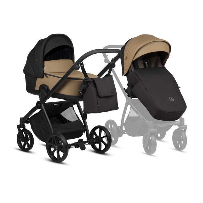 Tutis Mio 3+ - wielofunkcyjny wózek głęboko-spacerowy 2 w 1-Leather 180 Beige