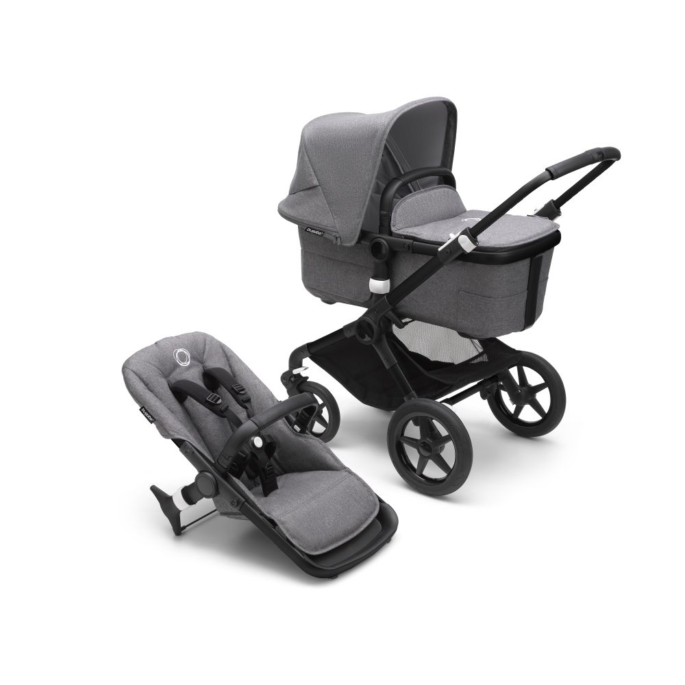 Bugaboo, Fox3 - wózek głęboko-spacerowy-Black-Grey Melange-Grey Melange
