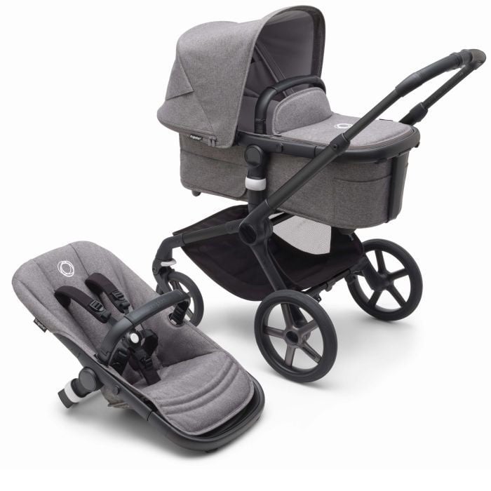 Bugaboo Fox 5 - wózek głęboko-spacerowy-Black-Grey Melange-Grey Melange